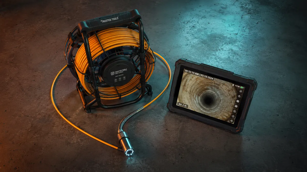 Professional sewer scope camera reel ready for inspection